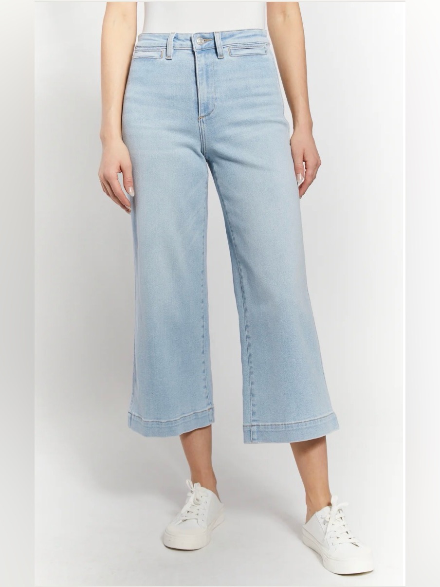 Oat New York Light Blue Wide Leg Cropped Jeans